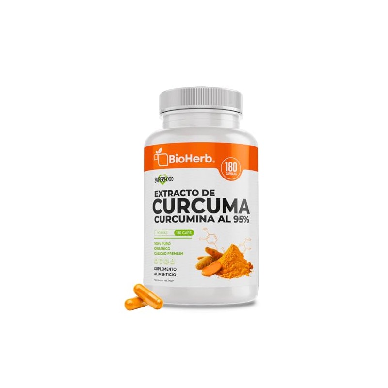 BioHerb® | Cúrcuma 95% Curcuminoides Estandarizados | 180 Cápsulas |