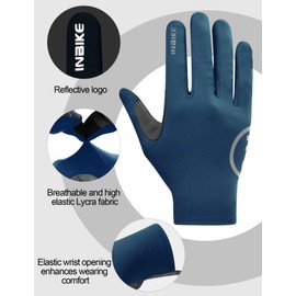 INBIKE Cycling Gloves for Men Running Gloves Full Finger Autumn Winter Road Bikes for Men Women Touch Screen Anti-slip NAVY-XL