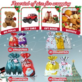 Christmas Wrapping Gift Bags, 20Pcs Xmas Gifts Bags Large Medium Small for Presents with 20 Tags for Birthday Holiday Party, Luxury Santa Claus Ornament with Ribbon for Family Friends