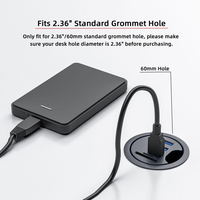 chenyang USB 3.0 Flush-Mounted Desktop Hub, 2 USB 3.0 Port/1