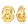 Chunky Round Link Earrings for Women 14k Gold Plated Geometric