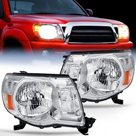 Nilight Headlight Assembly for 2005 2006 2007 2008 2009 2010 2011 Toyota Tacoma Replacement Headlamp Black Housing Amber Reflector, 2 Years Warranty