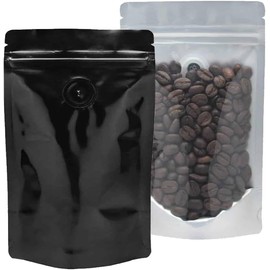 Awe Package 2 lb(32 oz) Black/Clear Stand Up Zipper Pouch Coffee Bag with Degassing Valve (100)