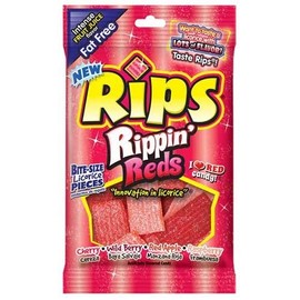 Rips Bite Size Rippin Reds Licorice Candy Pieces, 4 Ounce -- 12 per case.