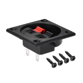 sourcing map 2 Pcs Spring Speaker Connector Audio Cable Connectors Strip Block Black Red WP2-7 2 Way