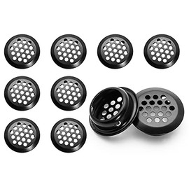 PHITUODA 10pcs Black Circular Soffit Air Vents, 3/4" / 19mm Round Mesh Hole Stainless Steel Louver Vent for Wardrobe Shoe Cabinet