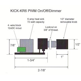 Kick Lighting PWM dimmer On/Off switches for 12v DC LED panel mount removable knob USA
