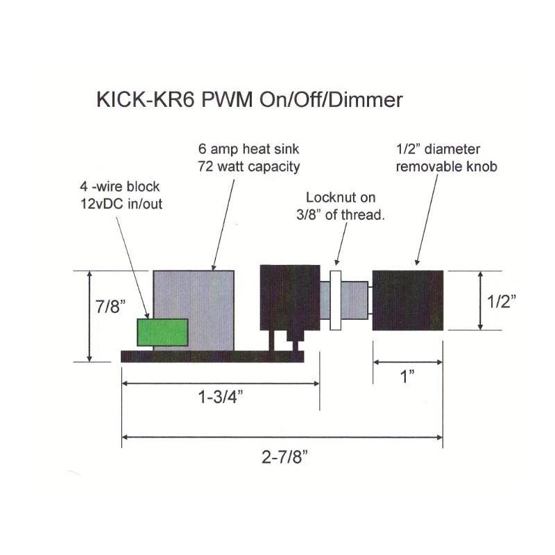 Kick Lighting PWM dimmer On/Off switches for 12v DC LED