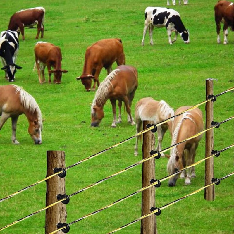 Electric Fence Ring Insulators, 50 Pack with Installation Bit, 3.7