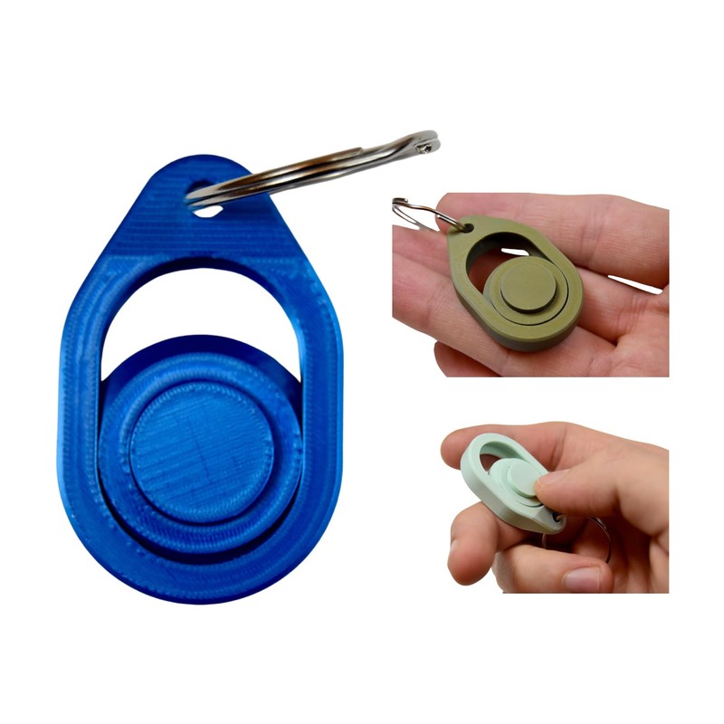 4x 3D Printed Fidget Clicker Slider Spinner Keyring Three Fidget