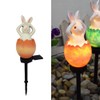 YZYOE Solar Powered Egg Rabbit Lamp, Garden Decorative Resin Cute