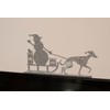 Whippet Greyhound Pulling Snowman on Sledge Silhouette Ornament - Handmade