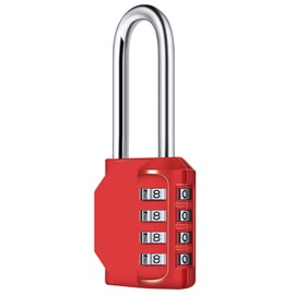 Combination Padlock, [2.6inch Long Shackle] Diyife 4 Digit Combination Lock, Padlock Weatherproof Outdoor Locker Lock for School Gym Locker, Shed, Fence, Hasp (Red)