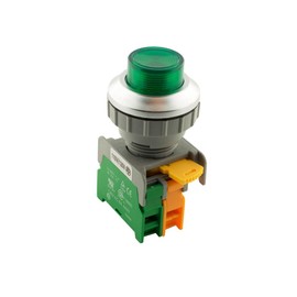 Alpinetech LXL-30 30mm 1NO Momentary Push Button Switch 220V AC/DC LED Illuminated (Green)