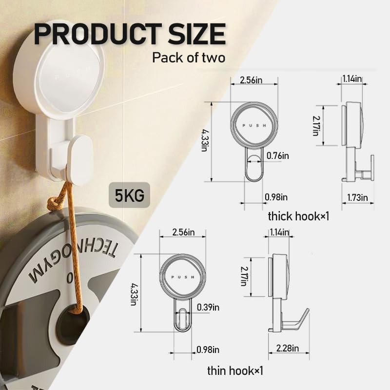 Bathroom Shower Plastic Suction Cup Hooks, Suction Hangers Reusable Suction