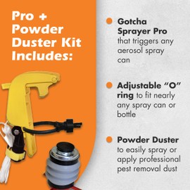 Gotcha Sprayer Pro USA-Made Combination Kit - Includes a Red Powder Duster with Internal Ball Bearing - Pest Control to Easily Spray Hard-to-Reach Areas