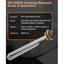Dgqtrx 2pcs Stainless Steel HE 55220 Water Heating Element, 5.5 kW 220 V or 6 kW 240 V for ECO 8, ECO 11, ECO POU 6 Tankless Electric Water Heaters
