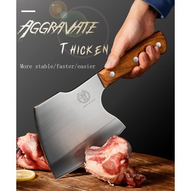 ZENG JIA DAO Meat Cleaver Butcher Knife Heavy Duty Bone Cleaver 6 '' Bones Cutting Knife Stainless Steel Thicken Blade Pear Wood Handle for Home Restaurant Farm