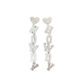 HOWDY Cowgirl Earring Glitter Acrylic Letter Howdy Western Cowboy Earrings Boho Heart Dangle Drop Earrings Y2k Jewelry Party Gift for Women-B Silver