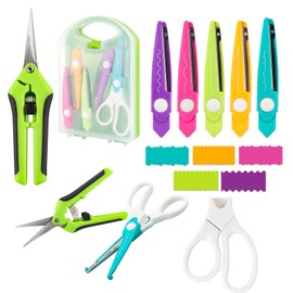 7Pcs/Set Craft Scissors Decorative Paper Edge Scissors with Storage Box Set, 5 Kinds Zig Zag Edges Scissors Great for DIY Projects Paper Card,Photo, Scrapbook,Office School Home Manual (Green)