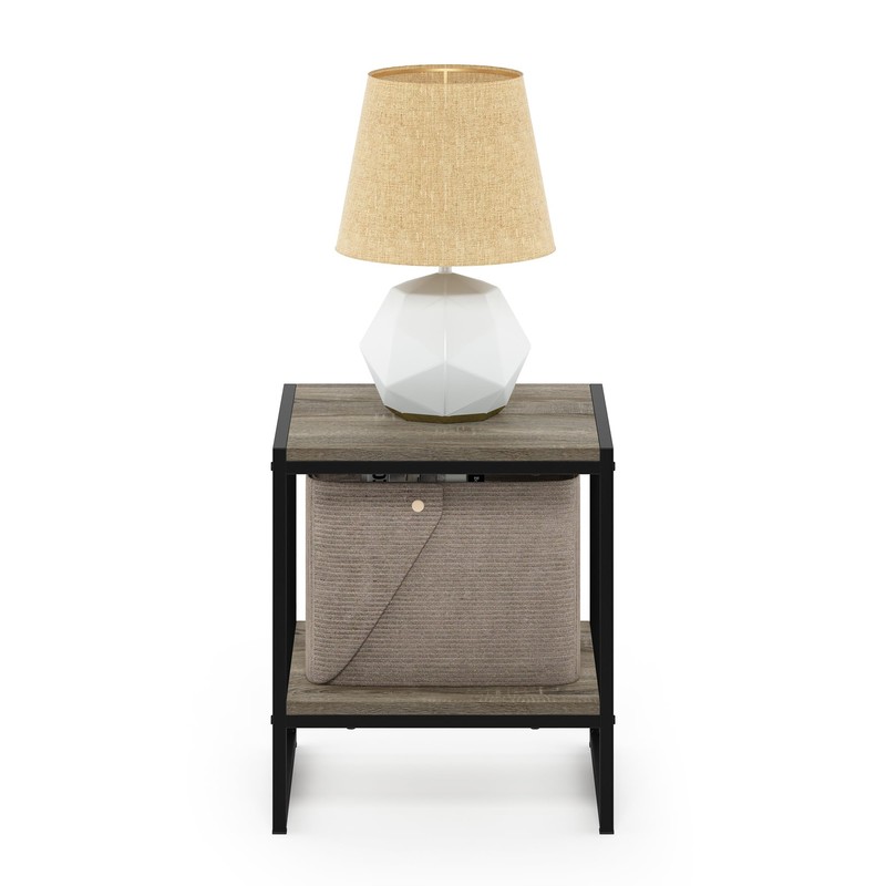 Furinno FM19122GYW Camnus Modern Living 2-Tier End Table, French Oak