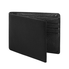 AdiStylinno Men’s Leather Wallet, RFID Blocking Bifold Men’s Wallets Bussiness Card Holder Billfold with Coin Pocket 1 ID Window 5 Card Slots (Black)