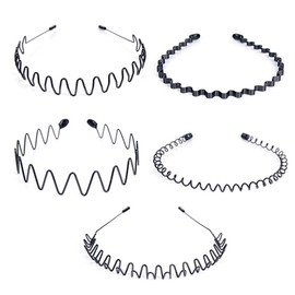 PUBAMALL 5pcs Diadema ondulada de primavera, aro para el cabello, diadema geométrica Wash Face para hombres y mujeres