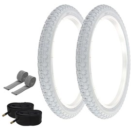 Pair of All Gray Bicycle PRO+ BMX Tires W/Tubes & Rim Strips in 20 X 2.125 COMP III Tread