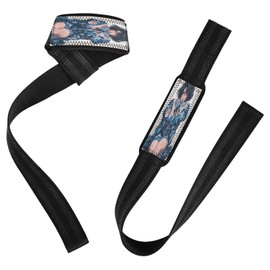 Correas de levantamiento de fitness con diseño floral azul para niña, de neopreno de 26 pulgadas, para levantamiento de potencia, entrenamiento de fuerza, culturismo