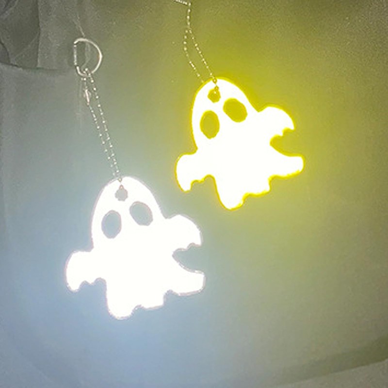 HYSSBR 16Pcs Fashionable Ghost Reflective Keychain Cute Colorful Reflective Pendant