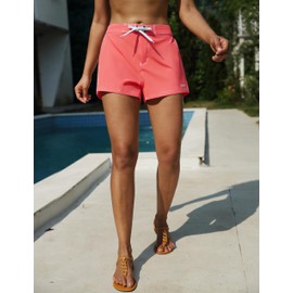 Rocorose - Pantalones cortos para mujer, de secado rápido, cintura elástica, con bolsillo y forro, Naranja, 20-22