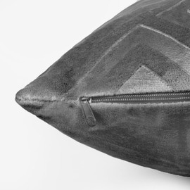 OHS Matt Velvet Geometric Grey Sofa Cushion Covers, Throw Pillows for Bedroom Sofa Living Room Cushions, Soft Comfy Cushion Covers for Cushion Pads, Charcoal Pack of 4