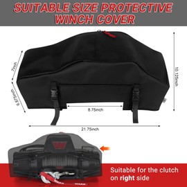 FormiPow Waterproof Winch Cover, High Quality UV-resistant Winch Protective Cover with Zipper, for 8,000-13,500 lb Winches (Black)