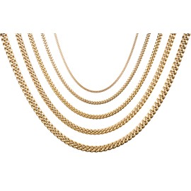 Women Men Chunky Cuban Chain Necklace, 10mm Width, 40cm Length, Stainless Steel, Gold Plated, with Gift Box