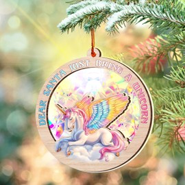 Unicorn Christmas Ornament - Unicorn Ornaments for Christmas Tree - Unicorn Suncatcher Ornament Decorations Christmas 2024 - Gifts for Unicorn Lovers - Unicorn Gifts for Women, Men
