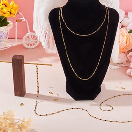 3.28 Feet/1M Enamel Beaded Stainless Steel Curb Chain Golden Curb Link Chain with 20Pcs Lobster Claw Clasps 20Pcs Jump Rings for DIY Necklace Bracelet Anklet Jewelry Making