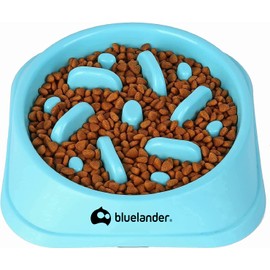 Bluelander Plato para Perro con Alimentación Lenta para Todo Tipo de Razas y Tamaños, Antideslizante, Evita Asfixia e Hinchazón, No Tóxico, Diseño Divertido, Ecológico y Fácil de Lavar (Azul)