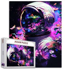 American Astronaut NASA Jigsaw Puzzles for Adults 1000 Pieces,Purple Spaceman Jigsaw Puzzle Art 20 x 27 Inches Colorful DIY Puzzles for Home Decoration, Family Puzzle Perfect for Game Nights