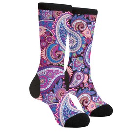 Geoocii Paisley Element Novelty Crew Socks Casual Crazy Funny Dress Socks For Women Men Teens Gift