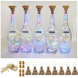 Square 8 Pack Solar Powered Wine Bottle Lights, 20 LED Waterproof Copper Cork Lights for Wedding, Christmas, Holiday, Garden, Patio, Pathway, Outdoor (Colorful)