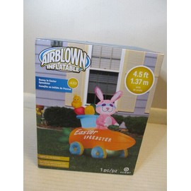Gemmy Airblown Inflatable Bunny in Easter Speedster with LED Light, 4.5 Ft Long