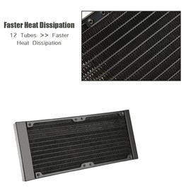 Zunate 12 Tube Heat Exchanger Cooler, G1/4 Thread Copper Rib Water Cooler Tube for PC CPU Water Cooling System Computer (240 mm)