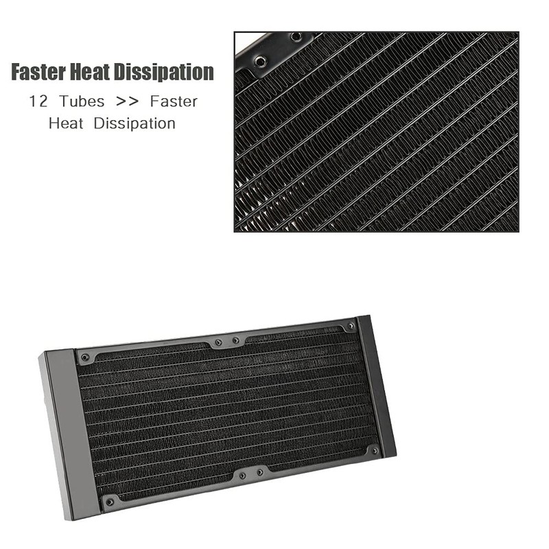Zunate 12 Tube Heat Exchanger Cooler, G1/4 Thread Copper Rib