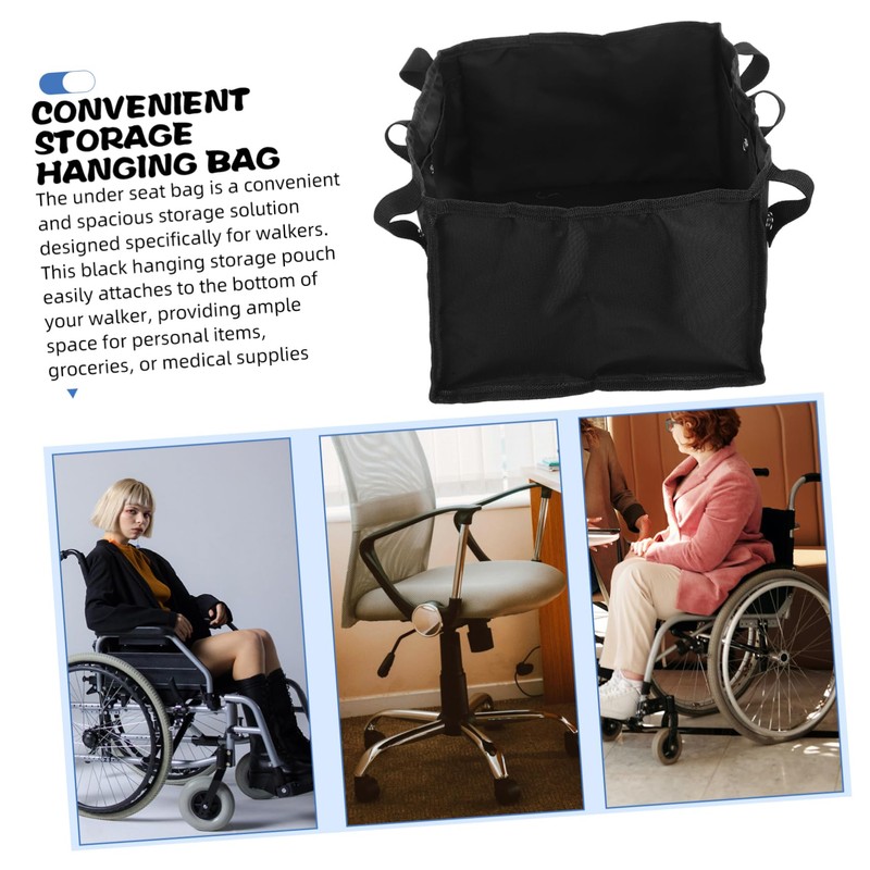 Healvian under Seat Walker Storage Bag Durable Hanging Pouch for