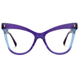 Zeelool Women's Chic Acetate Oversized Cat Eye Blue Light Blocking Glasses Two-tone Eyewear Silke ZJGA536976-03 Purple