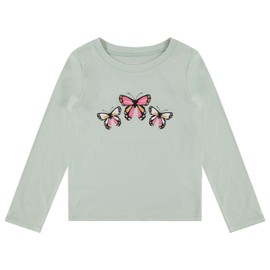 BTween Girls 4 Pack Long Sleeve Graphic T-Shirts Cotton Blend, Fun Vibrant Designs, Green,10/12