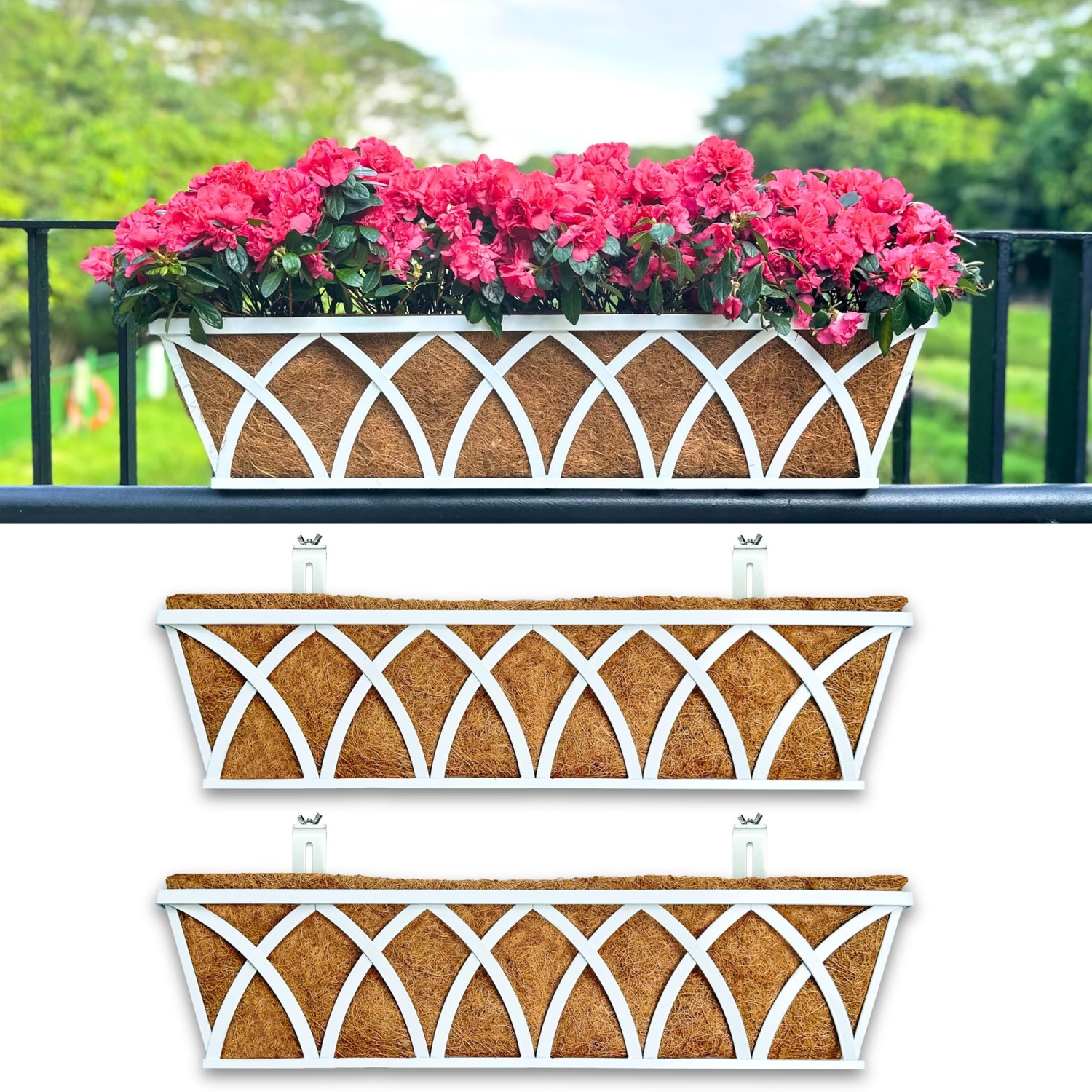 LaLaGreen Deck Railing Planter Outdoor (2 Pack, 30