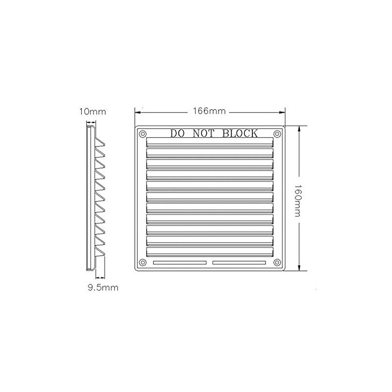 Rytons 6X6 Louvre Ventilation Grille with Flyscreen - Black