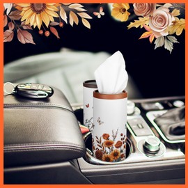 Fourluoo 12 Pack Spring Floral Tissue Boxes for Car Cylinder Bulk Wildflower Round Cylinder Holder with 3 Ply Facial Tissues for Spring Travel Bathroom Office Decoration Supplies