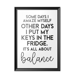 Tongue in Peach Funny Quote Print | Home Prints | It's All About Balance | Aesthetic Wall Art Hallway Living Room | A4 A3 A5 *FRAME NOT INCLUDED* - PBH99